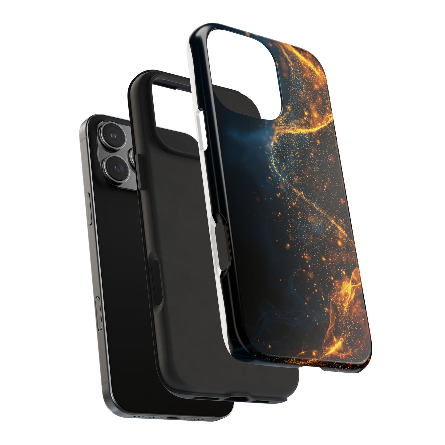 Sleek Tough Phone Cases with Abstract Gold and Blue Design