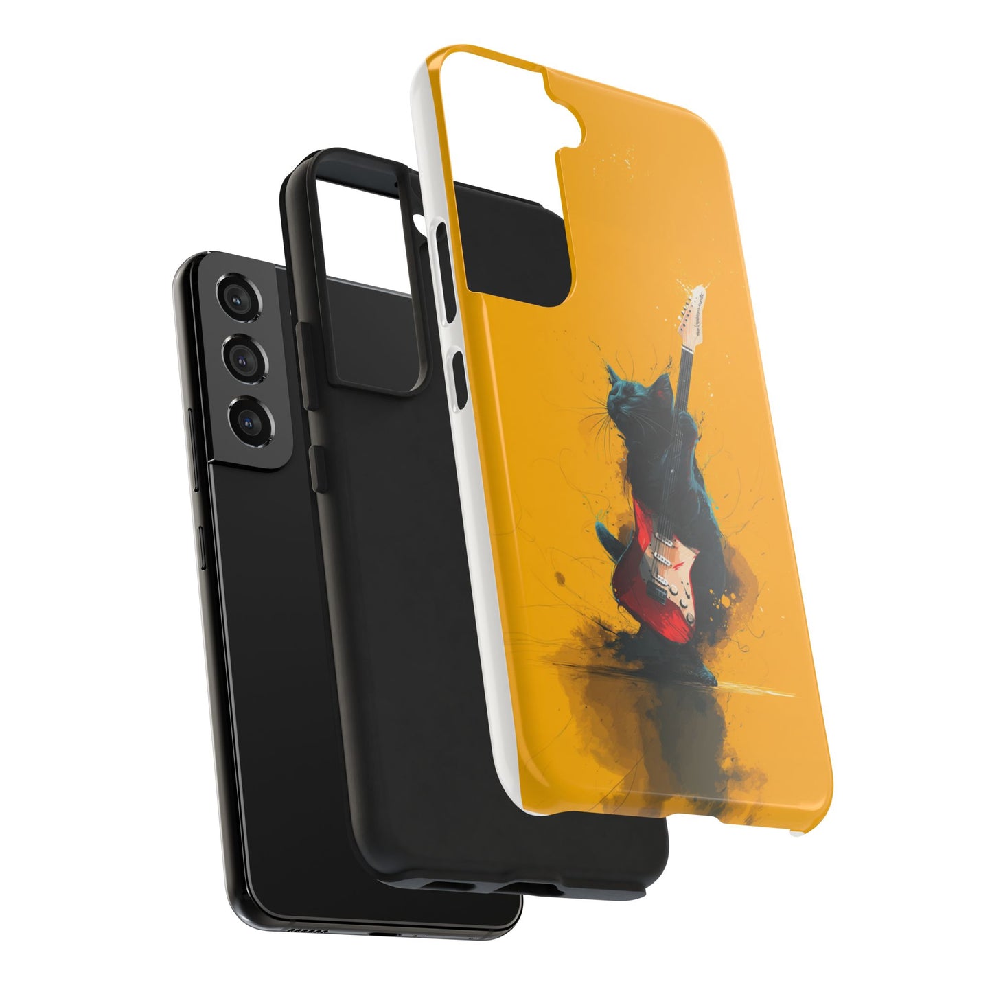 Black Cat Playing Red Guitar Tough Phone Case