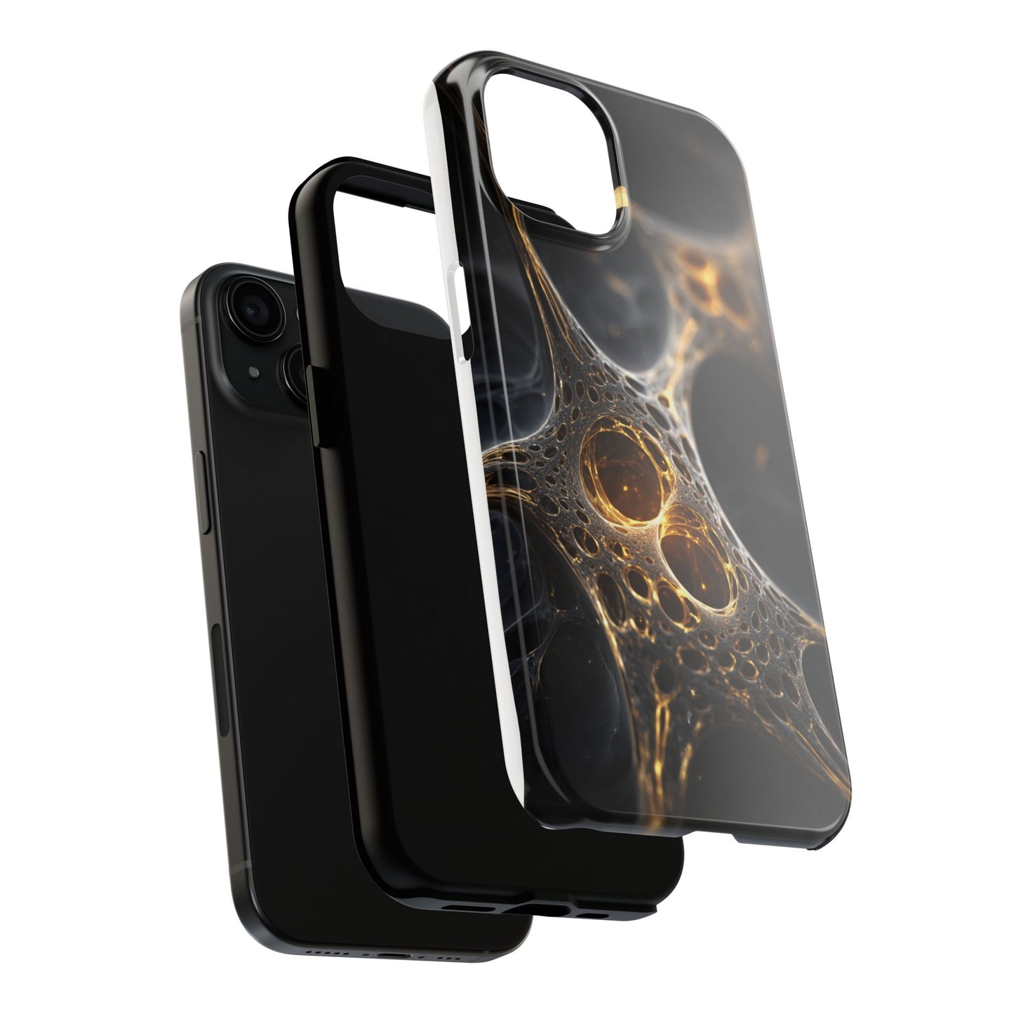 Luxurious Abstract Tough Phone Case - Gold and Black Design
