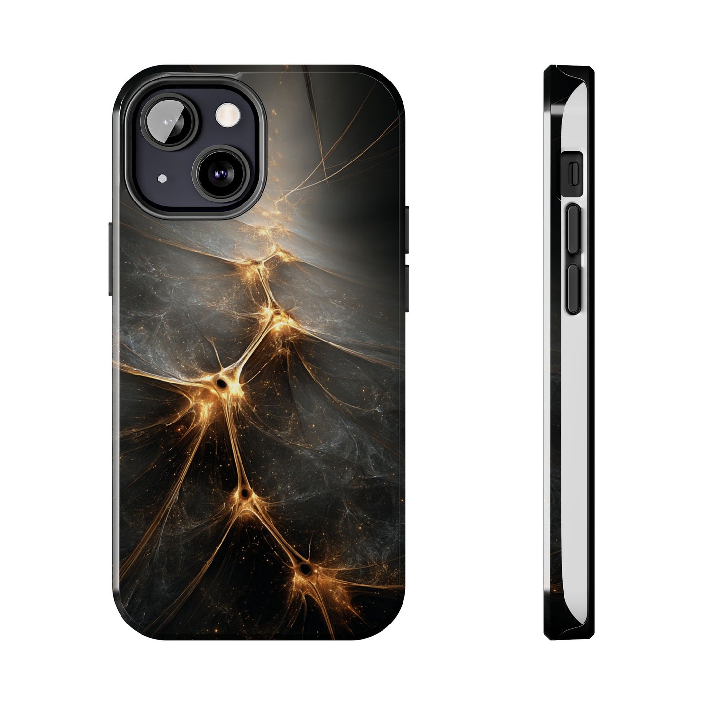 Tough Phone Case - Elegant Gold Fractal Design for Tech Lovers