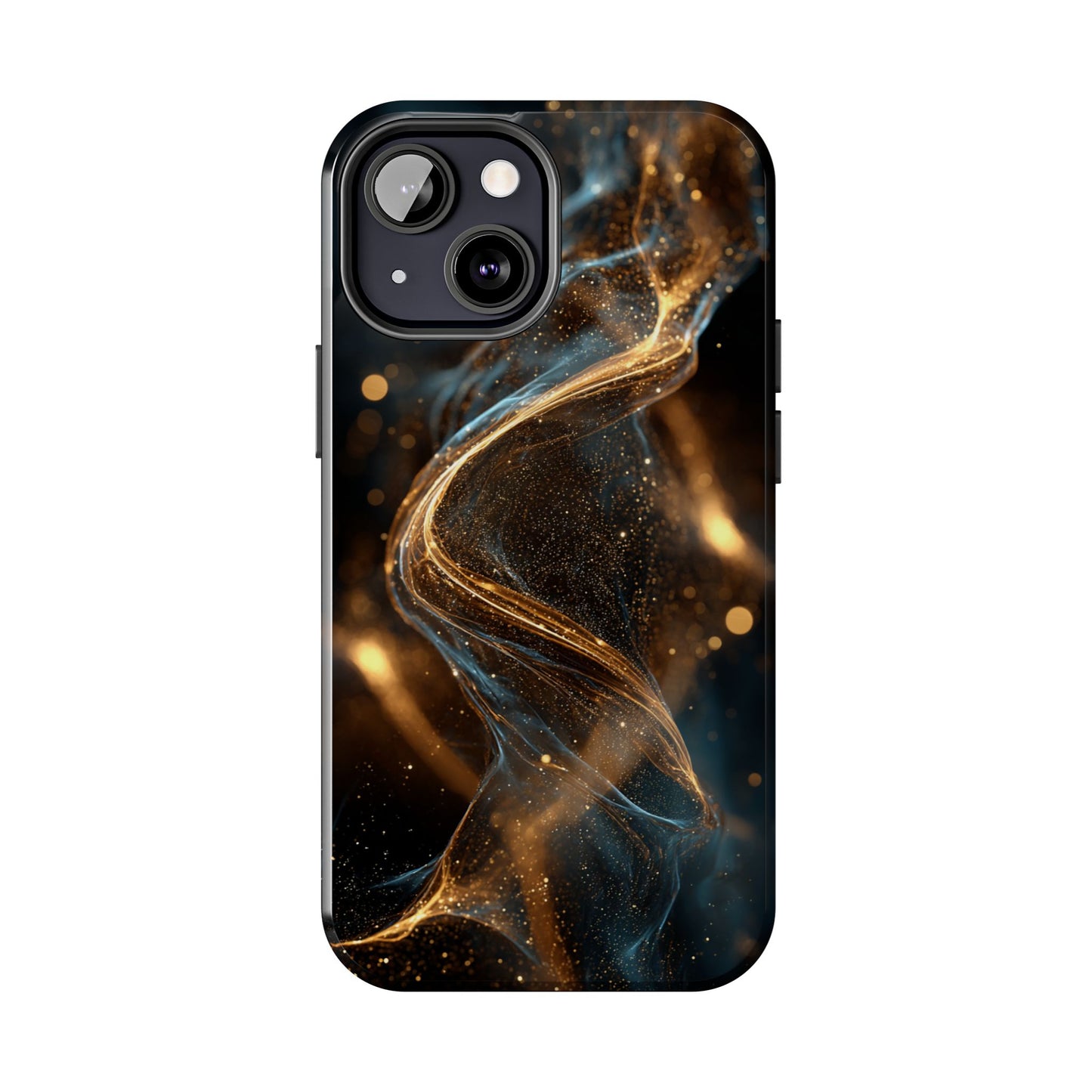 Stylish Tough Phone Case with Elegant Gold Swirl Design