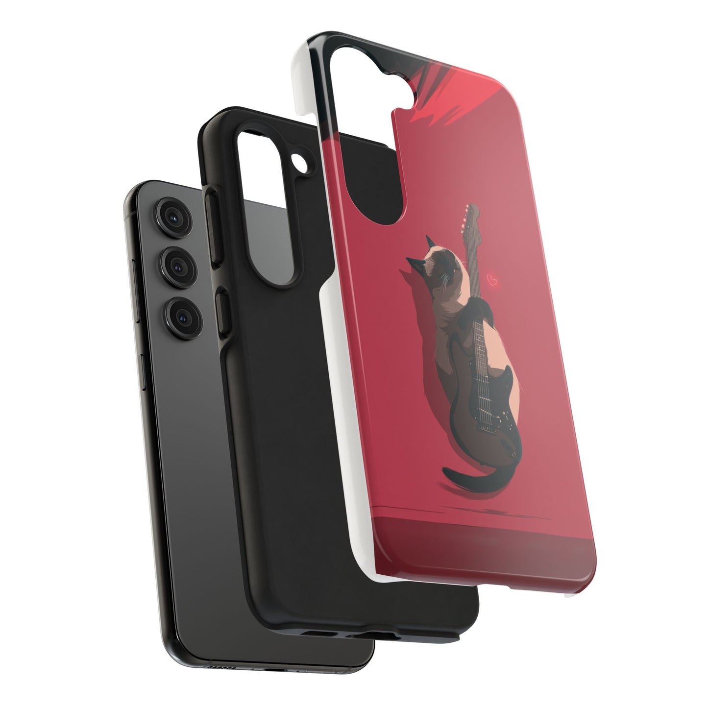 Charming Cat with Guitar Tough Phone Case – Wearable Art for Cat & Music Lovers
