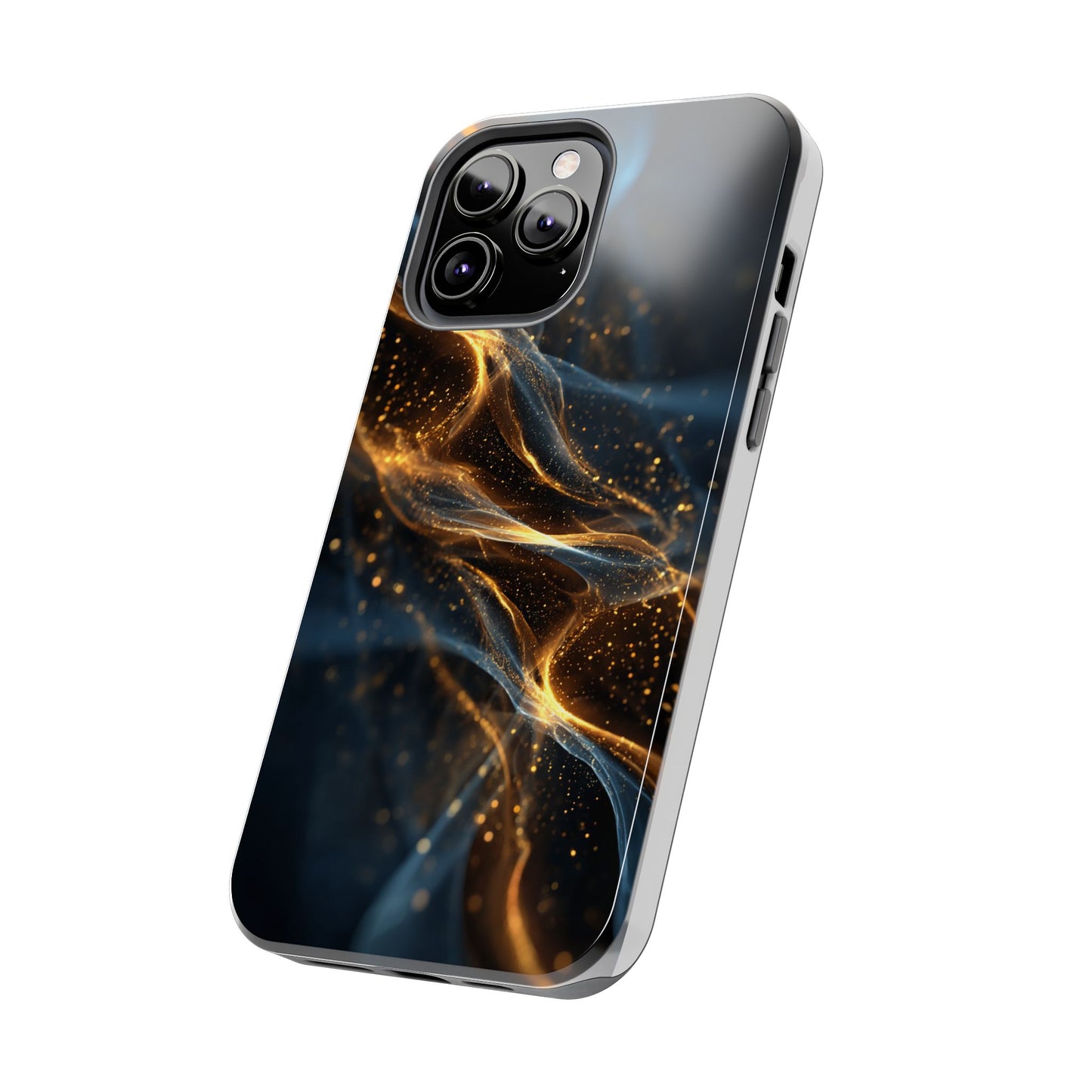 Stylish Tough Phone Case with Golden Swirl Design