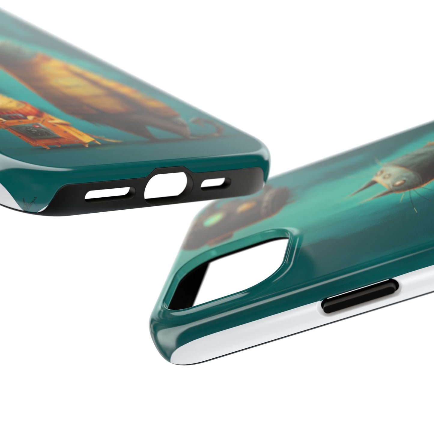 Whimsical Cat Adventure Tough Phone Case - Unique Design for Animal Lovers