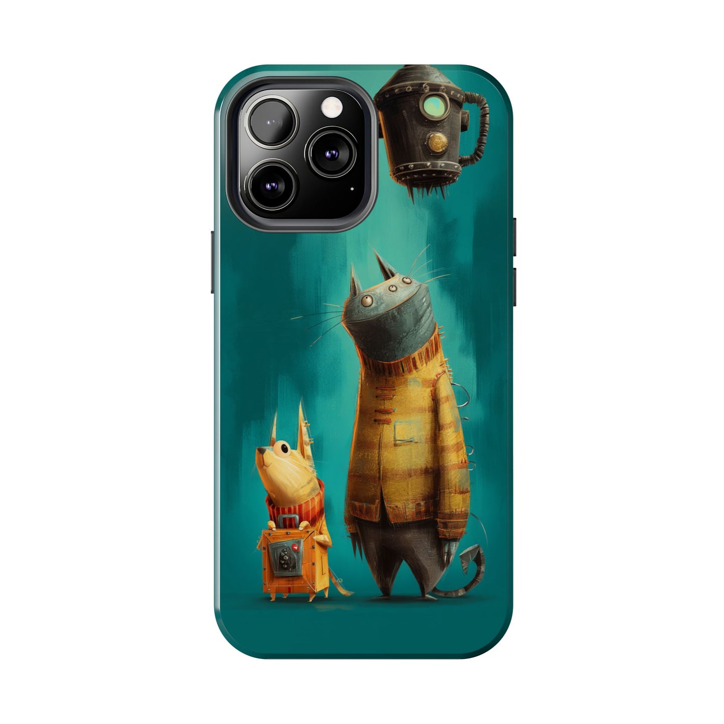 Whimsical Cat Adventure Tough Phone Case - Unique Design for Animal Lovers