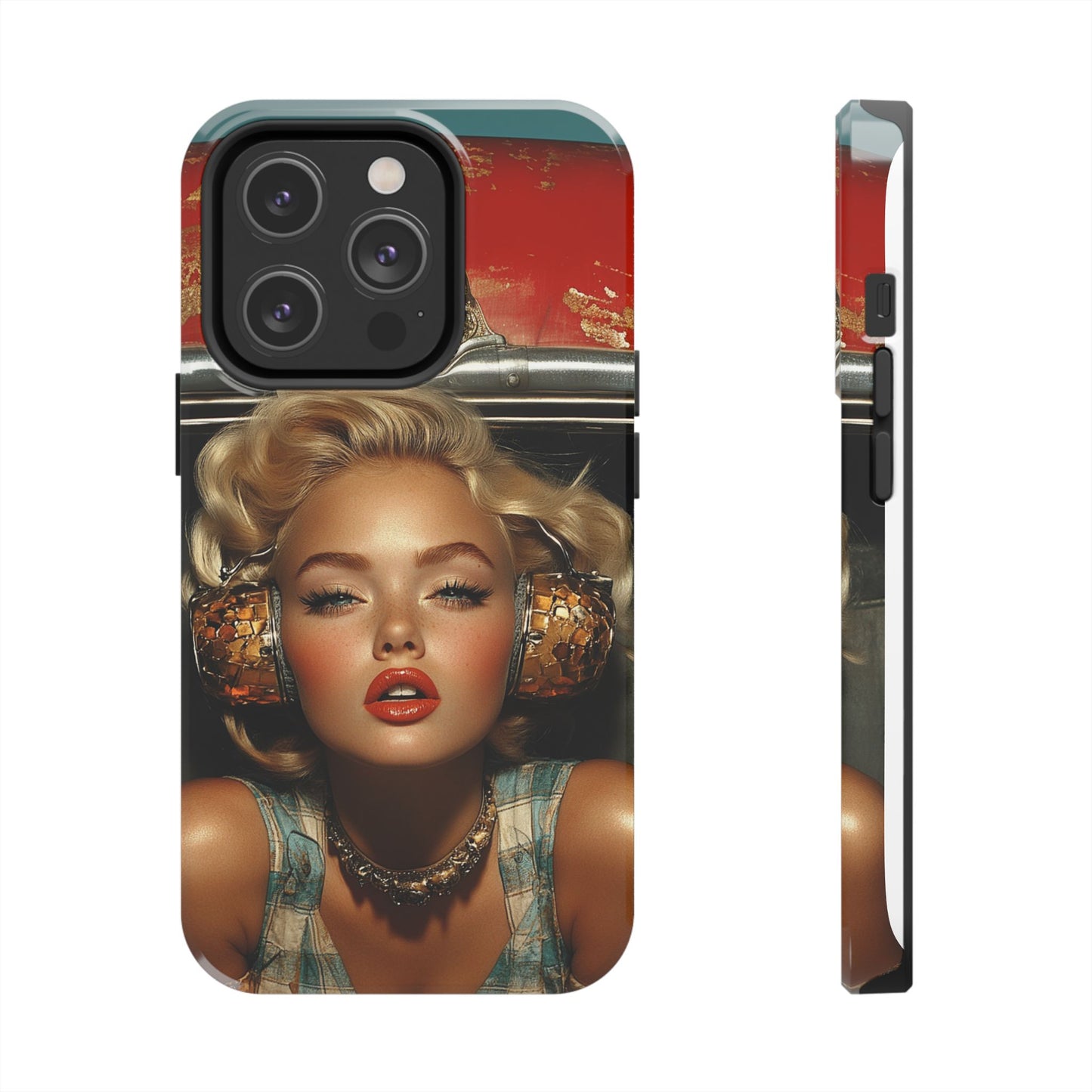 Retro Glam Tough Phone Case - Stylish Protection for Music Lovers
