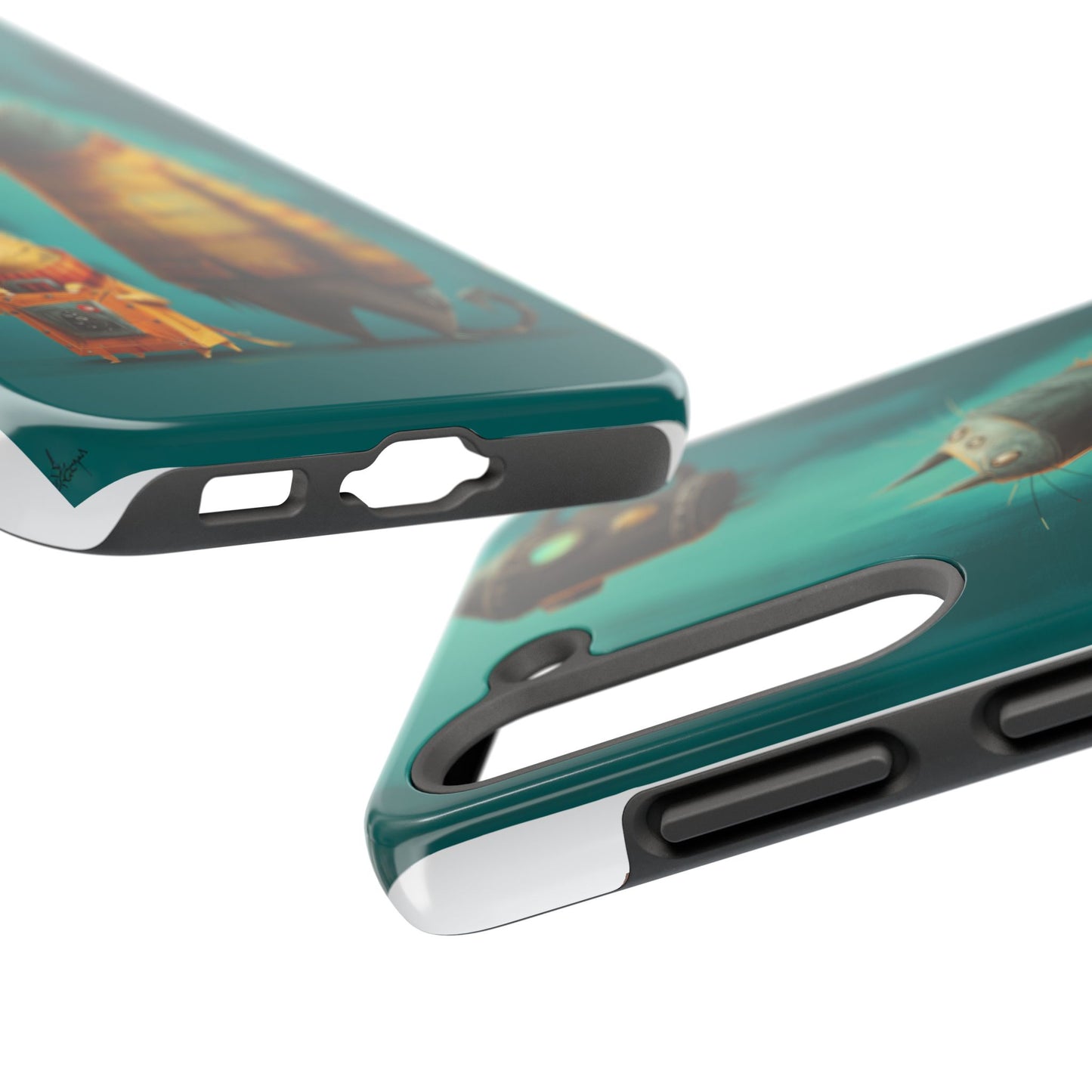 Whimsical Cat Adventure Tough Phone Case - Unique Design for Animal Lovers