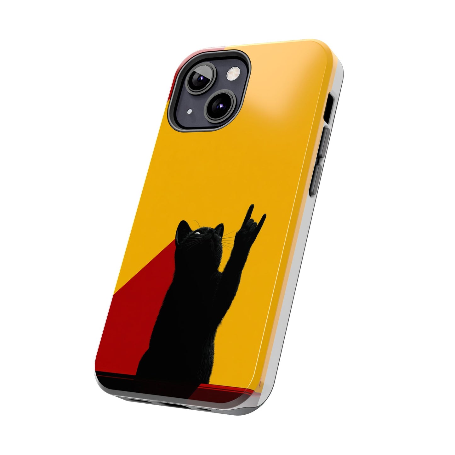 Black Cat Rock Gesture Tough Phone Case
