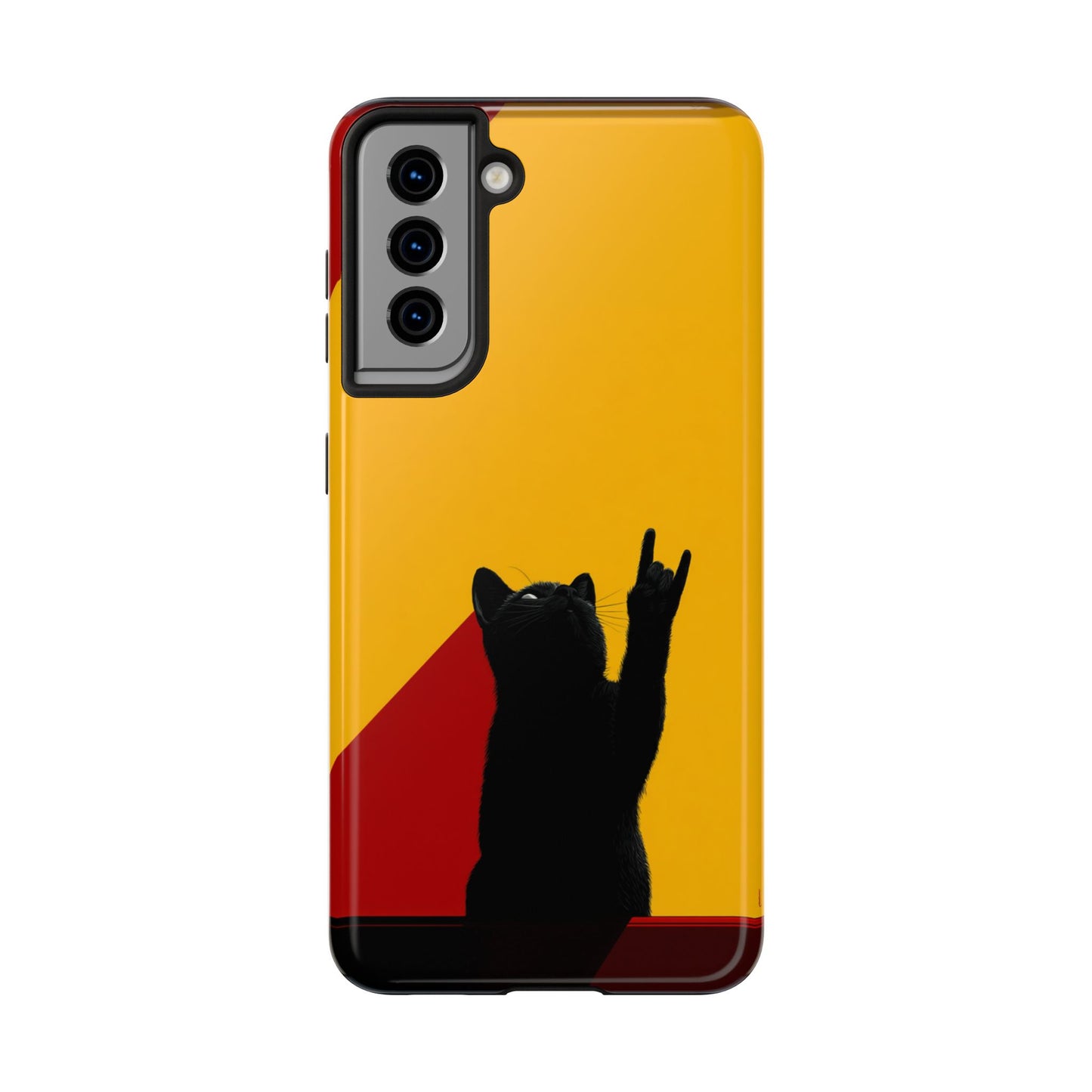 Black Cat Rock Gesture Tough Phone Case