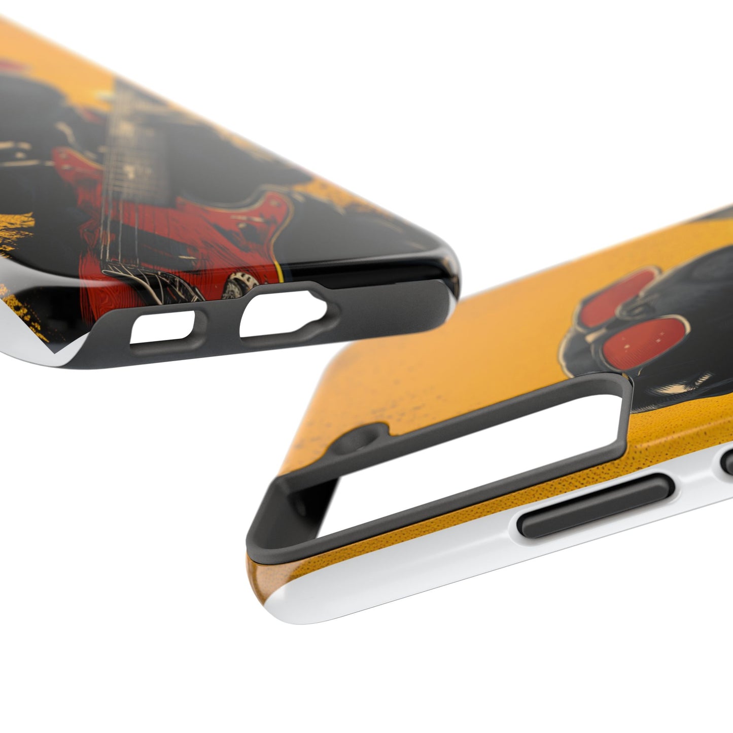 French Bulldog with Red Sunglasses Playing Red Guitar Tough Phone Case