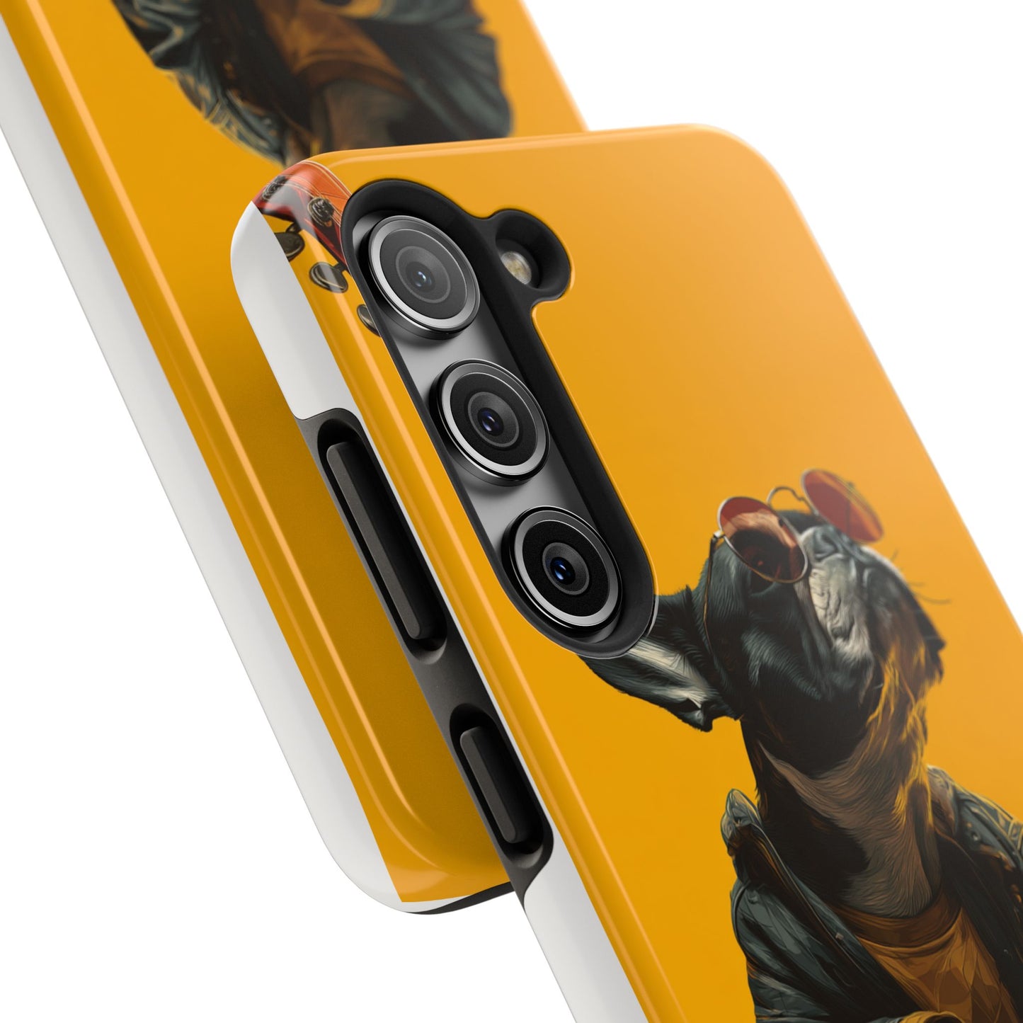 French Bulldog with Red Sunglasses Playing Red Guitar Tough Phone Case