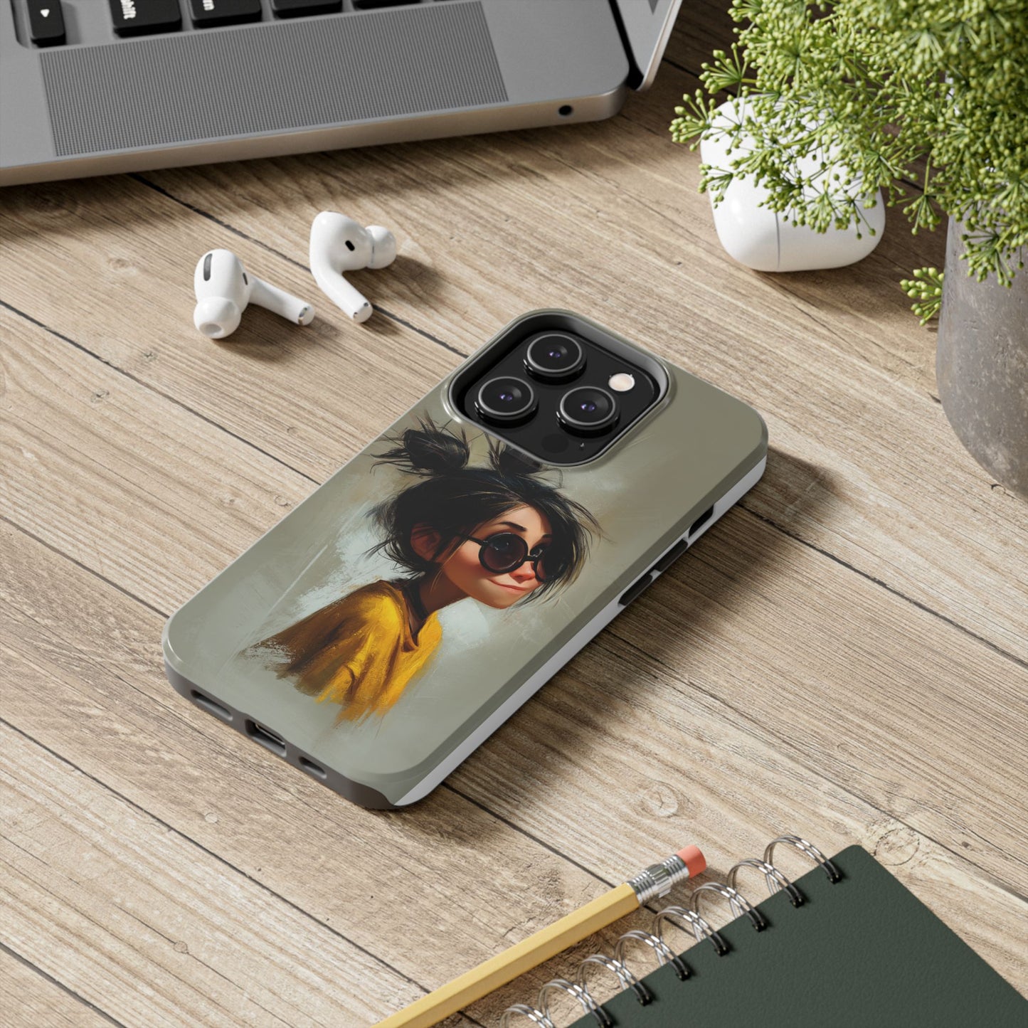 Trendy Tough Phone Case – Stylish Illustrated Girl Design for Fashion Lovers