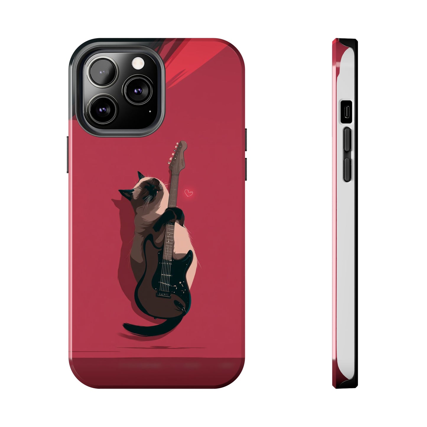Charming Cat with Guitar Tough Phone Case – Wearable Art for Cat & Music Lovers