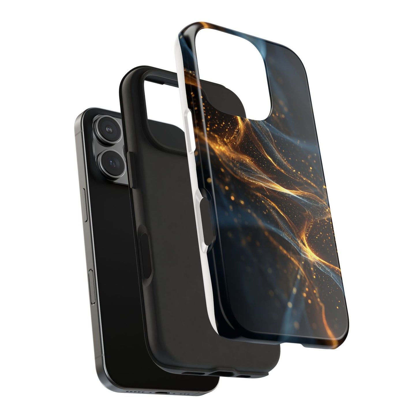 Stylish Tough Phone Case with Golden Swirl Design