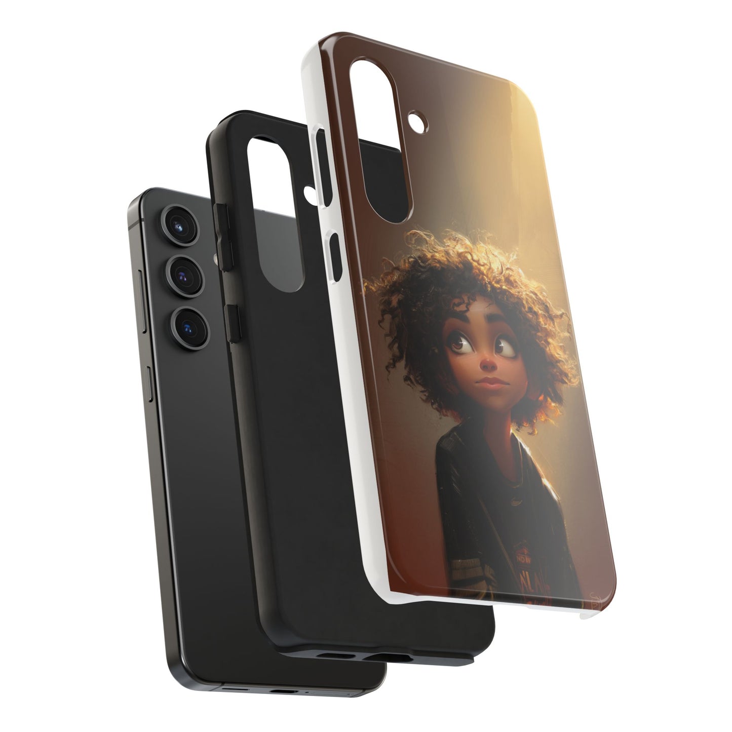 Artistic Tough Phone Case with Whimsical Character Design
