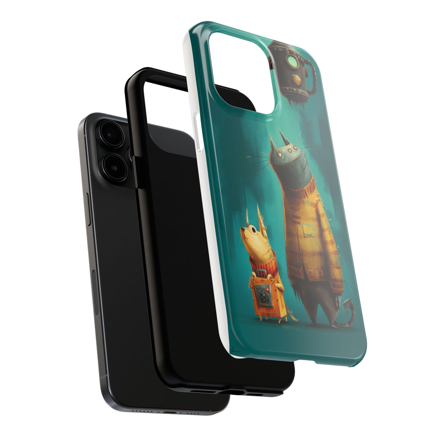 Whimsical Cat Adventure Tough Phone Case - Unique Design for Animal Lovers