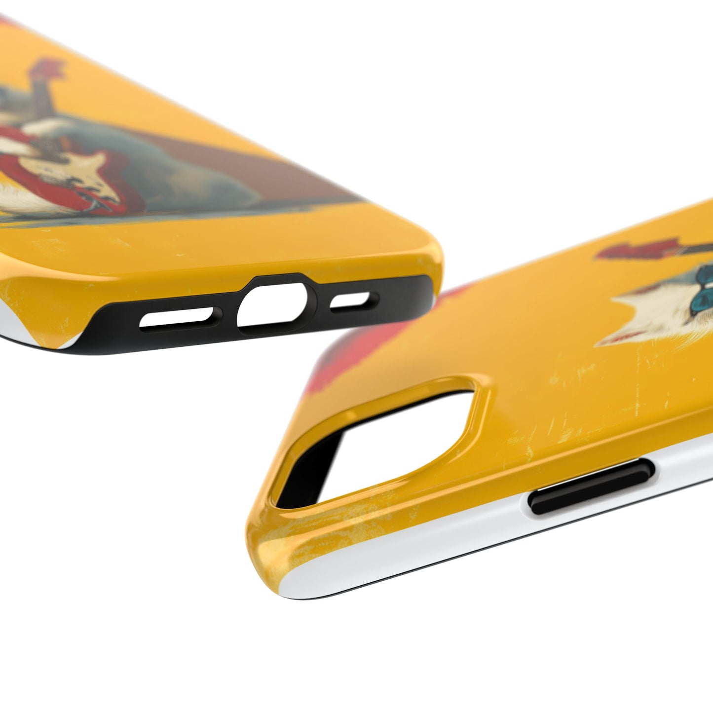 White Dog with Blue Sunglasses Playing Red Guitar Tough Phone Case