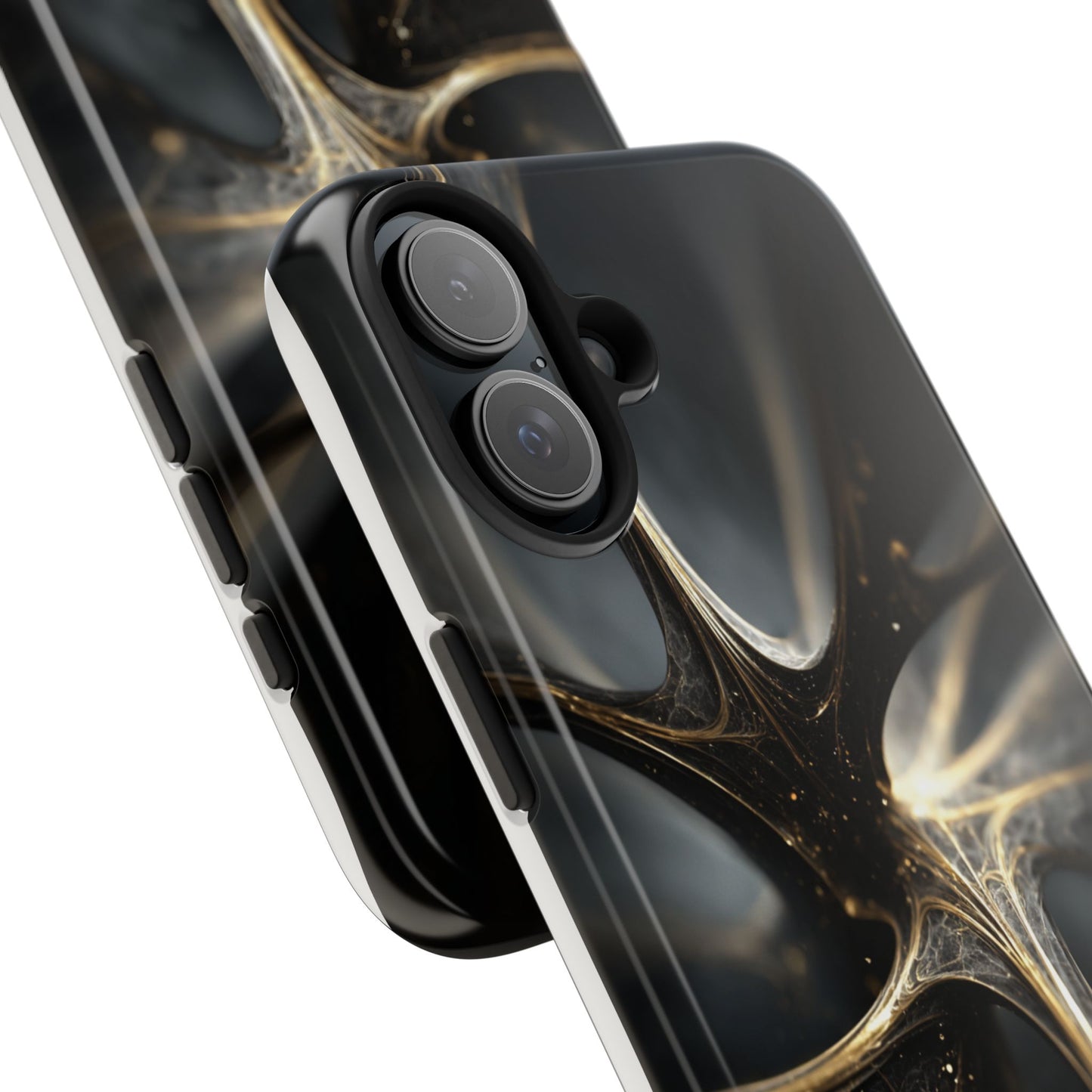 Elegant Tough Phone Case with Abstract Metallic Design