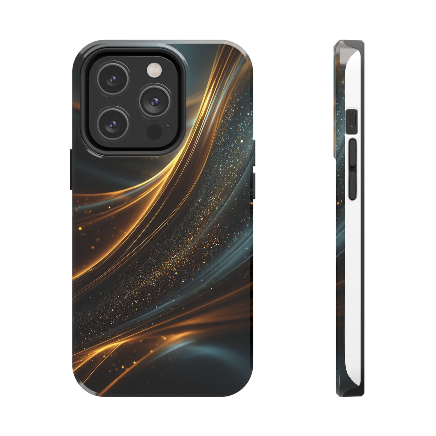 Elegant Tough Phone Case with Glittering Waves Design