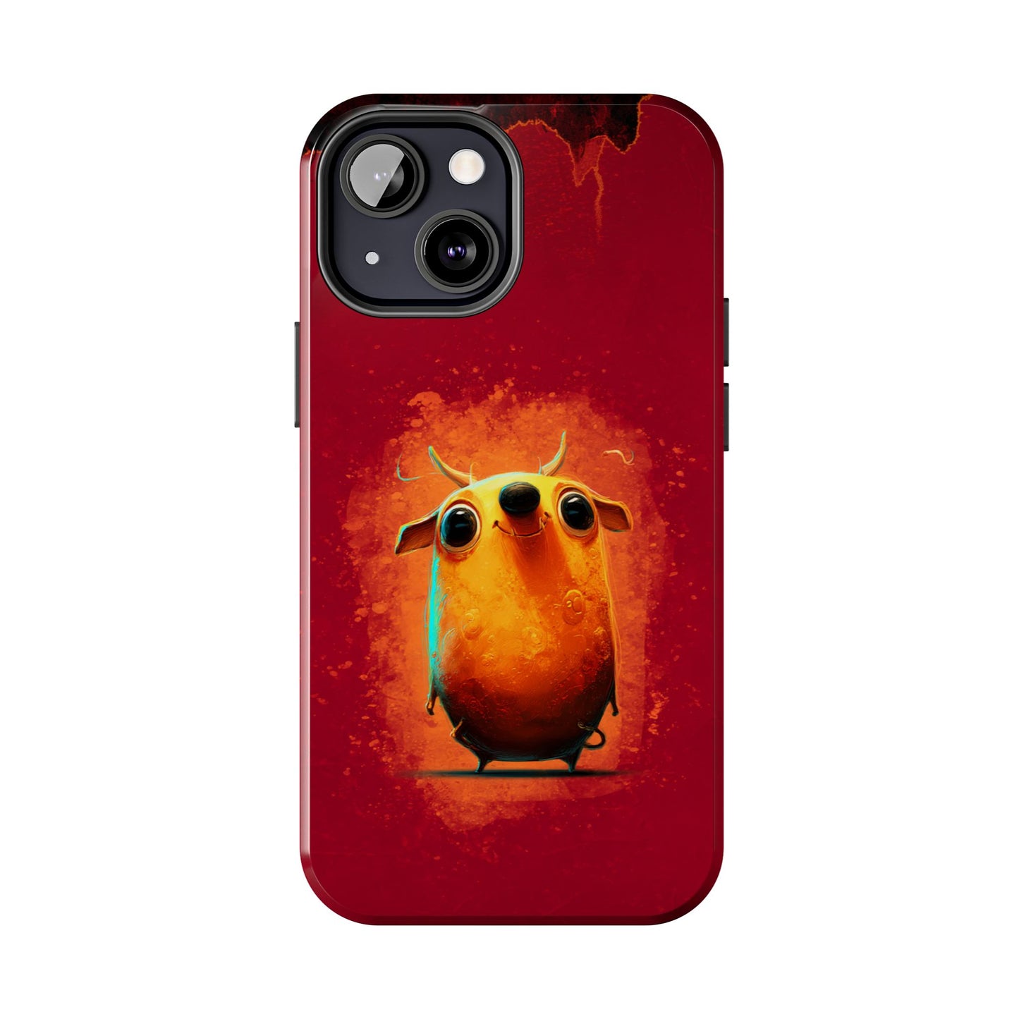 Whimsical Tough Phone Case - Cute Orange Monster Design