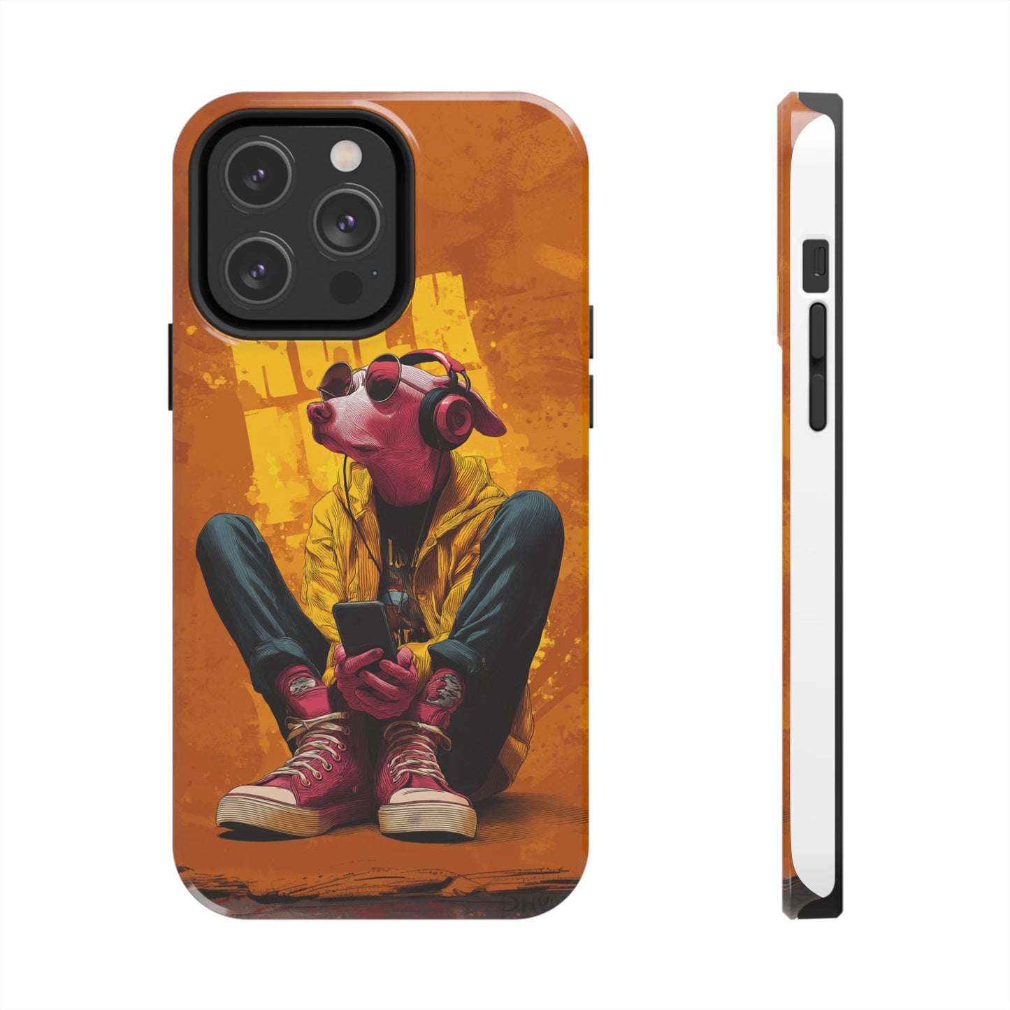 Dog with Pink Sunglasses and Headphones Tough Phone Case