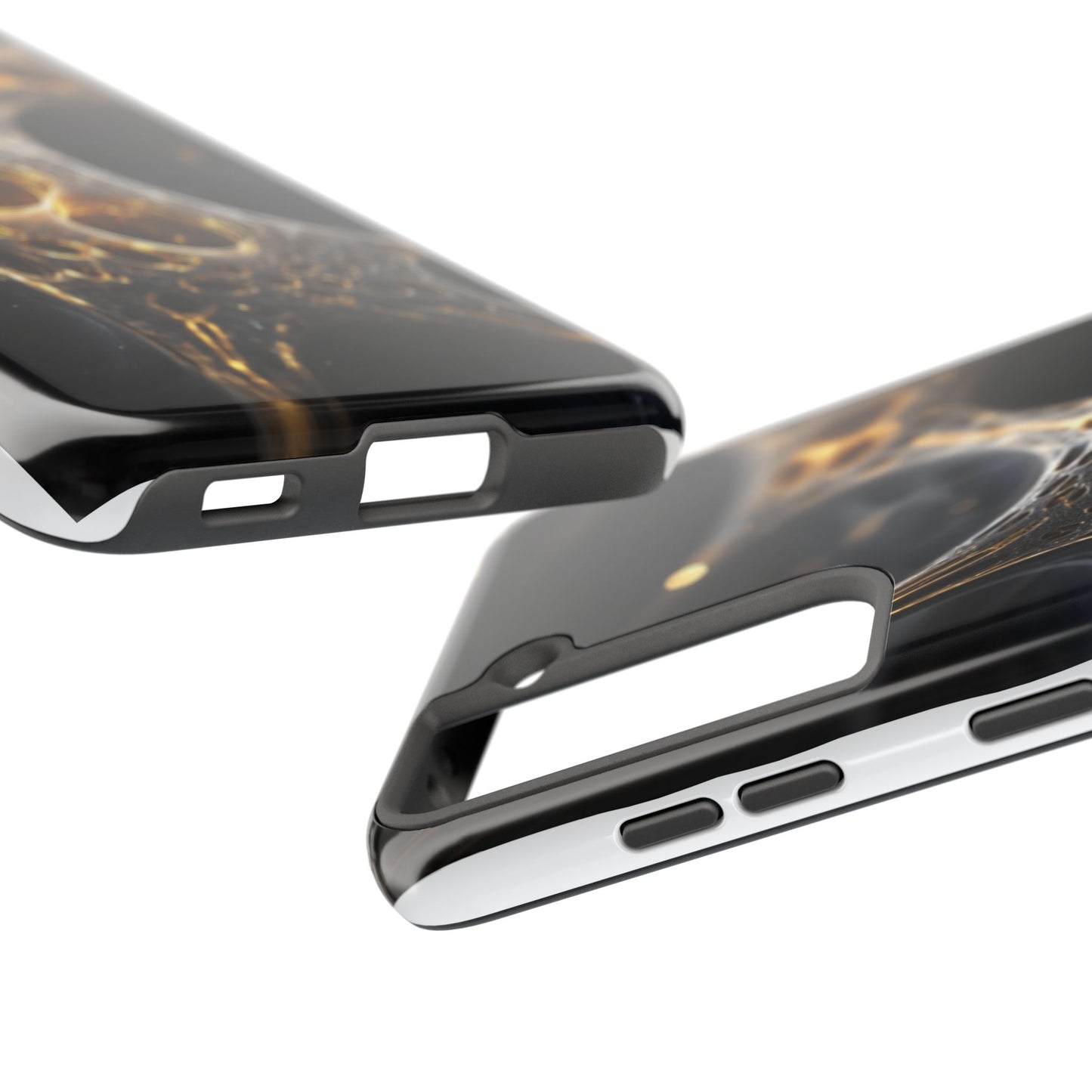 Luxurious Abstract Tough Phone Case - Gold and Black Design
