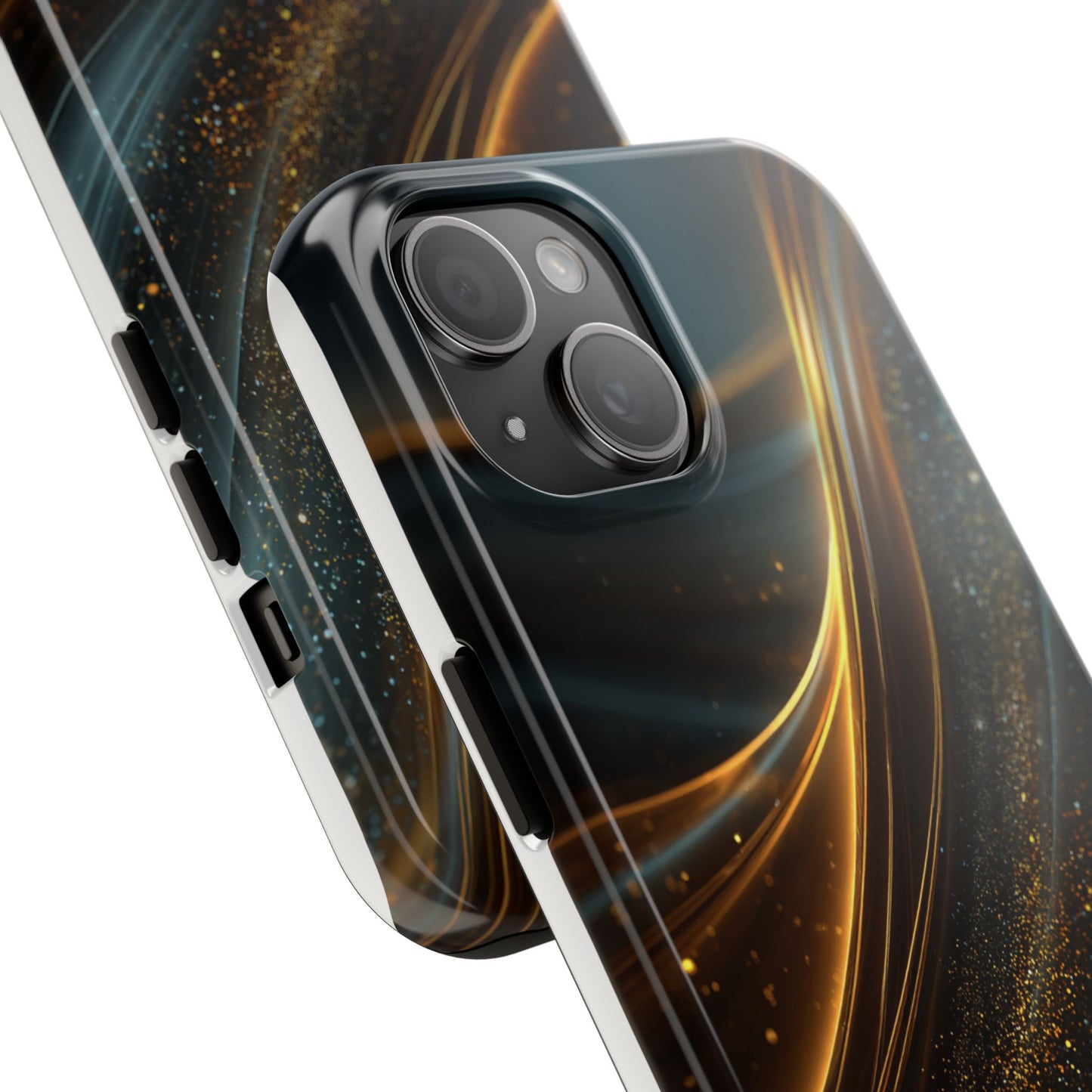 Elegant Tough Phone Case with Glittering Waves Design