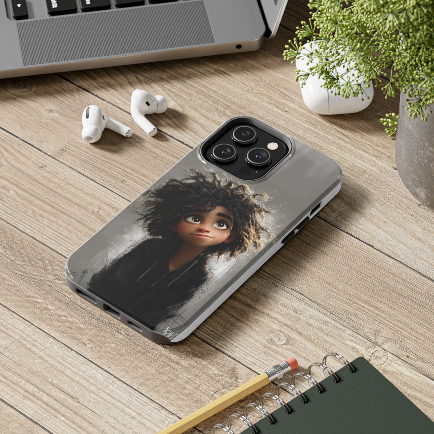 Artistic Tough Phone Case - Unique Character Design for Creative Souls