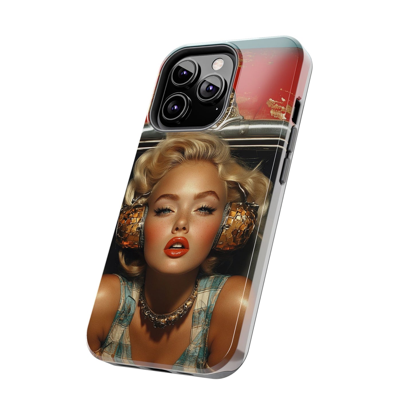 Retro Glam Tough Phone Case - Stylish Protection for Music Lovers