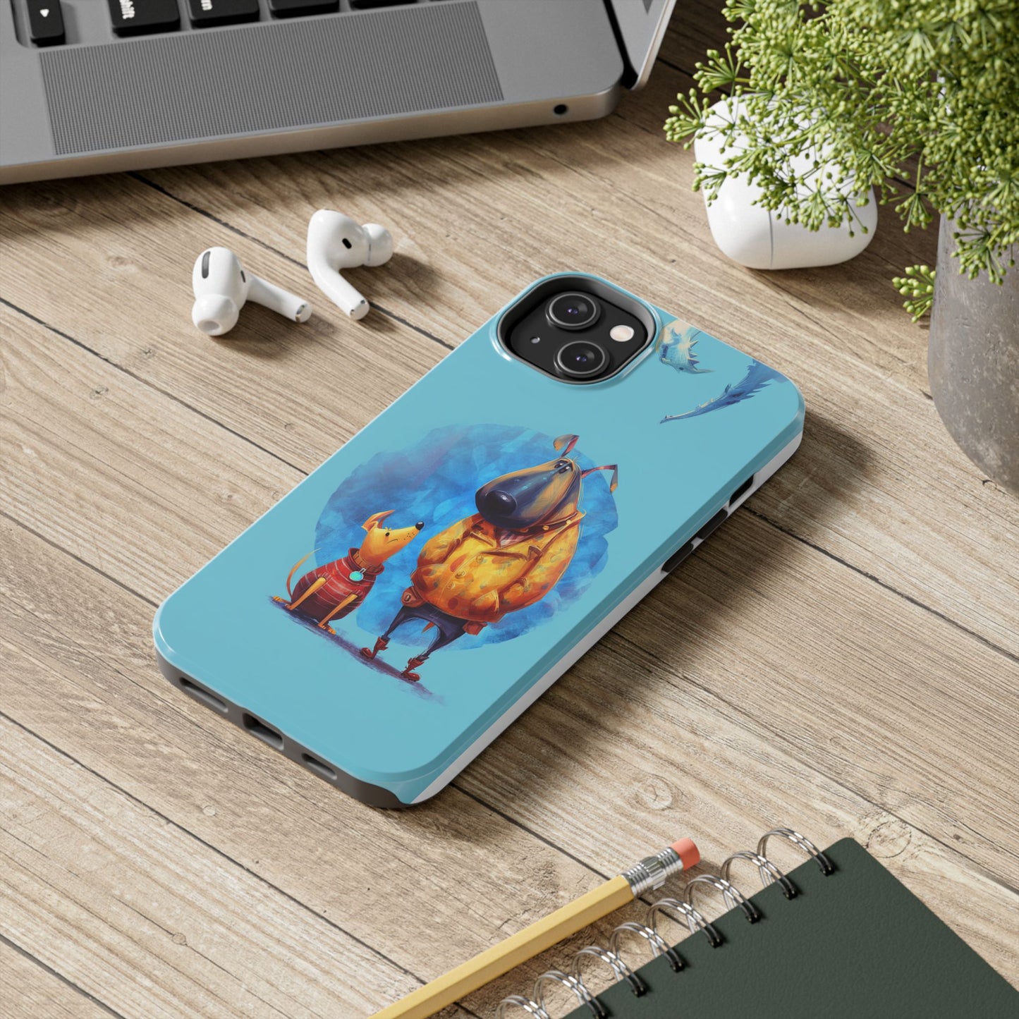 Whimsical Dog-Themed Tough Phone Case for Pet Lovers