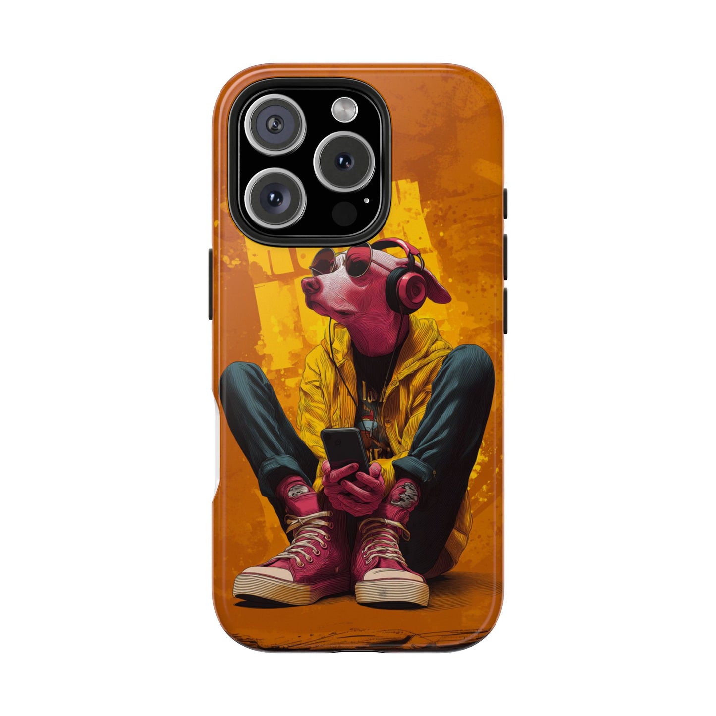 Dog with Pink Sunglasses and Headphones Tough Phone Case