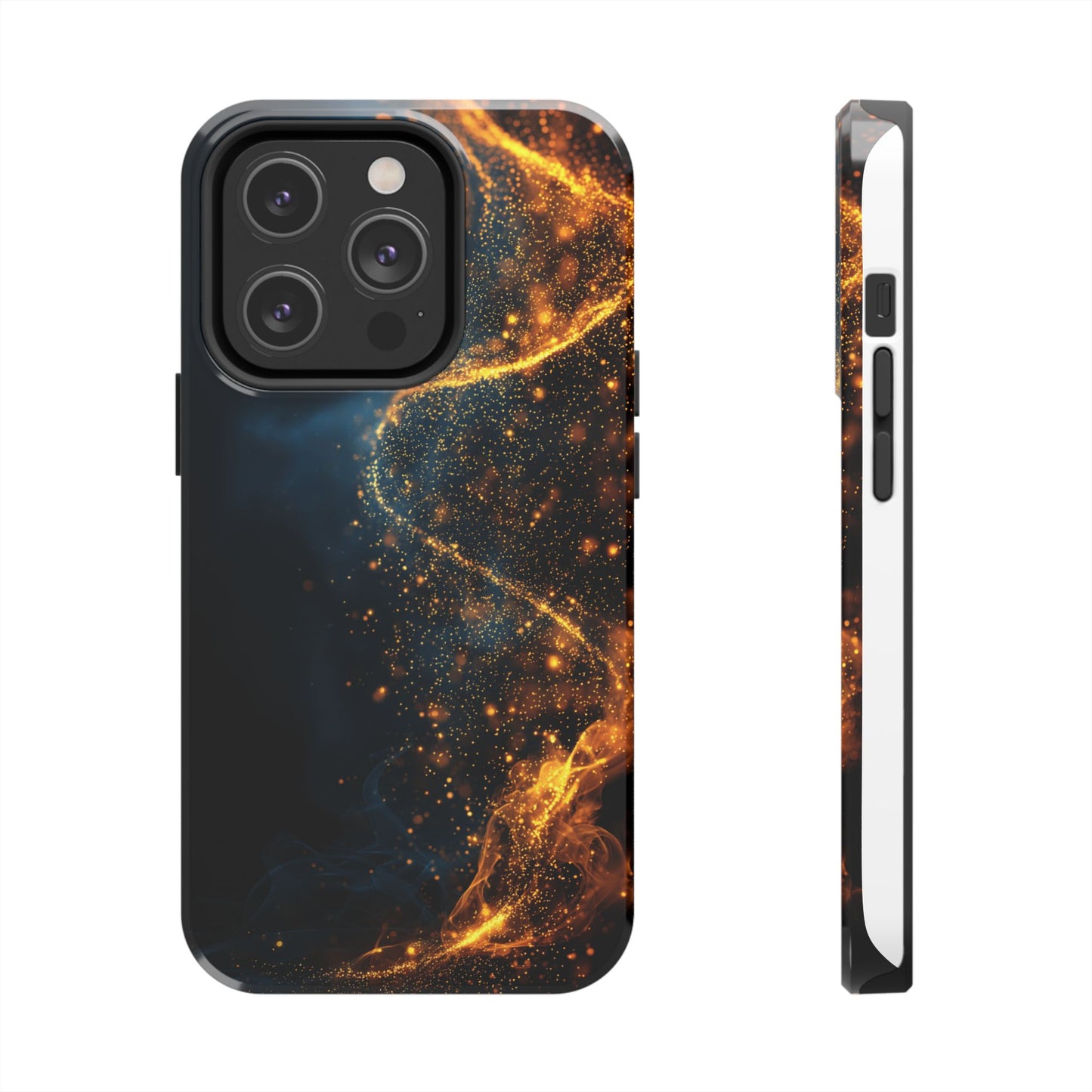 Sleek Tough Phone Cases with Abstract Gold and Blue Design