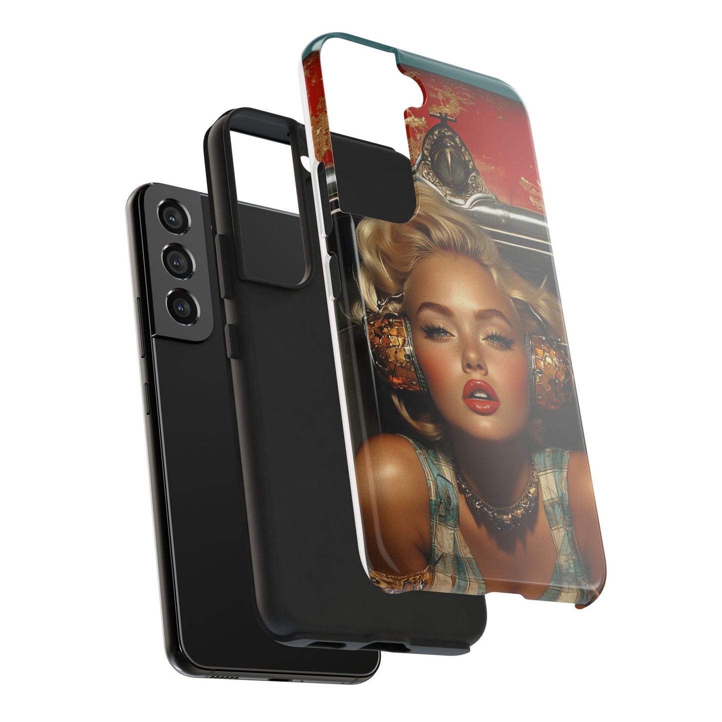 Retro Glam Tough Phone Case - Stylish Protection for Music Lovers