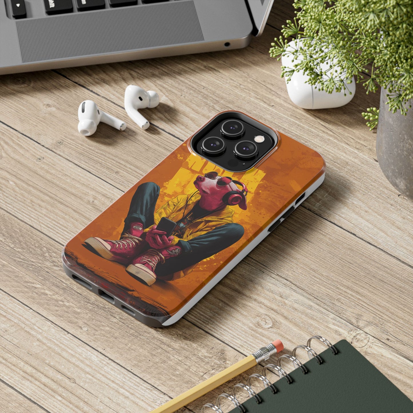 Dog with Pink Sunglasses and Headphones Tough Phone Case