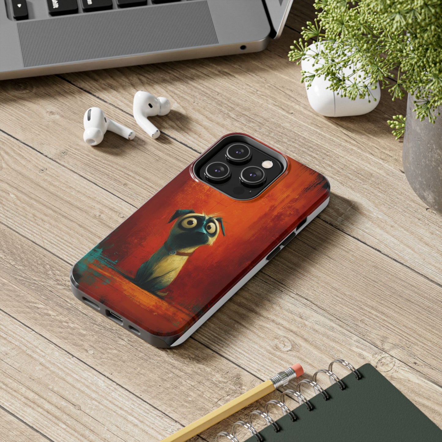 Whimsical Dog Art Tough Phone Case - Durable Protection for Pet Lovers