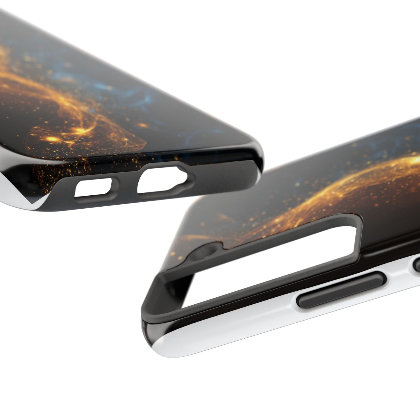 Dynamic Gold and Blue Tough Phone Case - Durable Protection with a Stunning Design