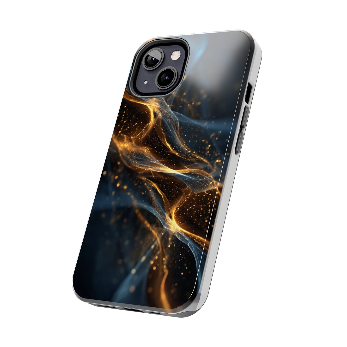 Stylish Tough Phone Case with Golden Swirl Design