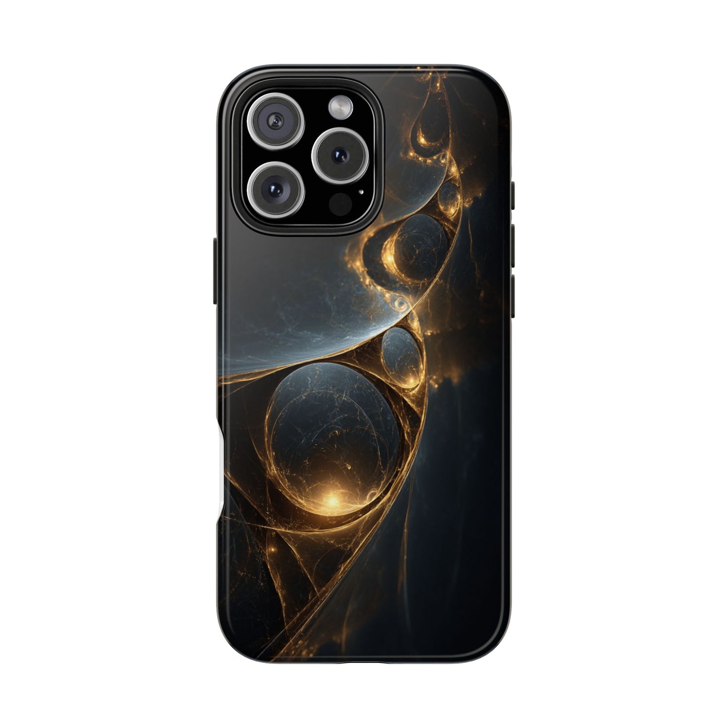 Stylish Tough Phone Case with Elegant Golden Swirls