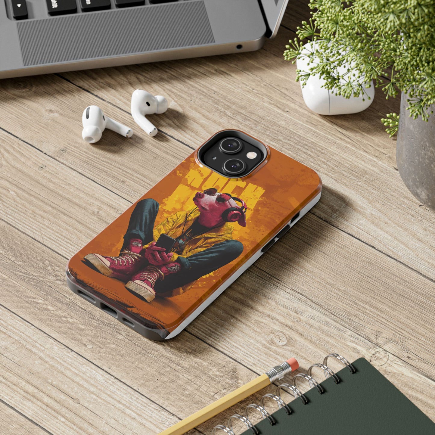 Dog with Pink Sunglasses and Headphones Tough Phone Case
