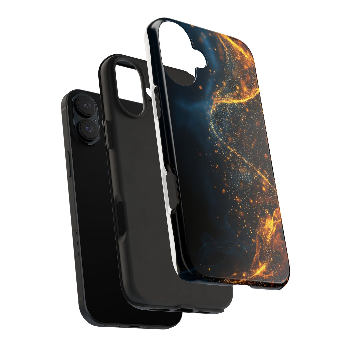 Sleek Tough Phone Cases with Abstract Gold and Blue Design