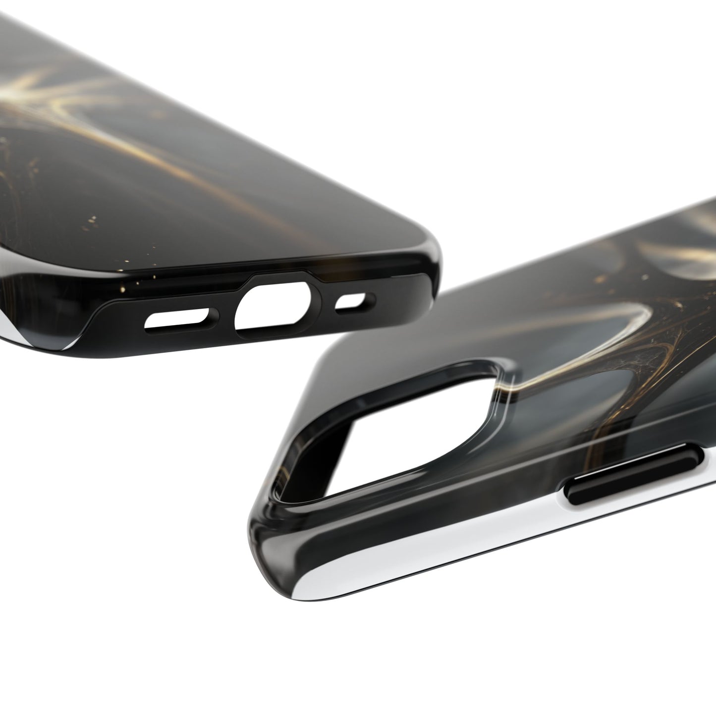 Elegant Tough Phone Case with Abstract Metallic Design