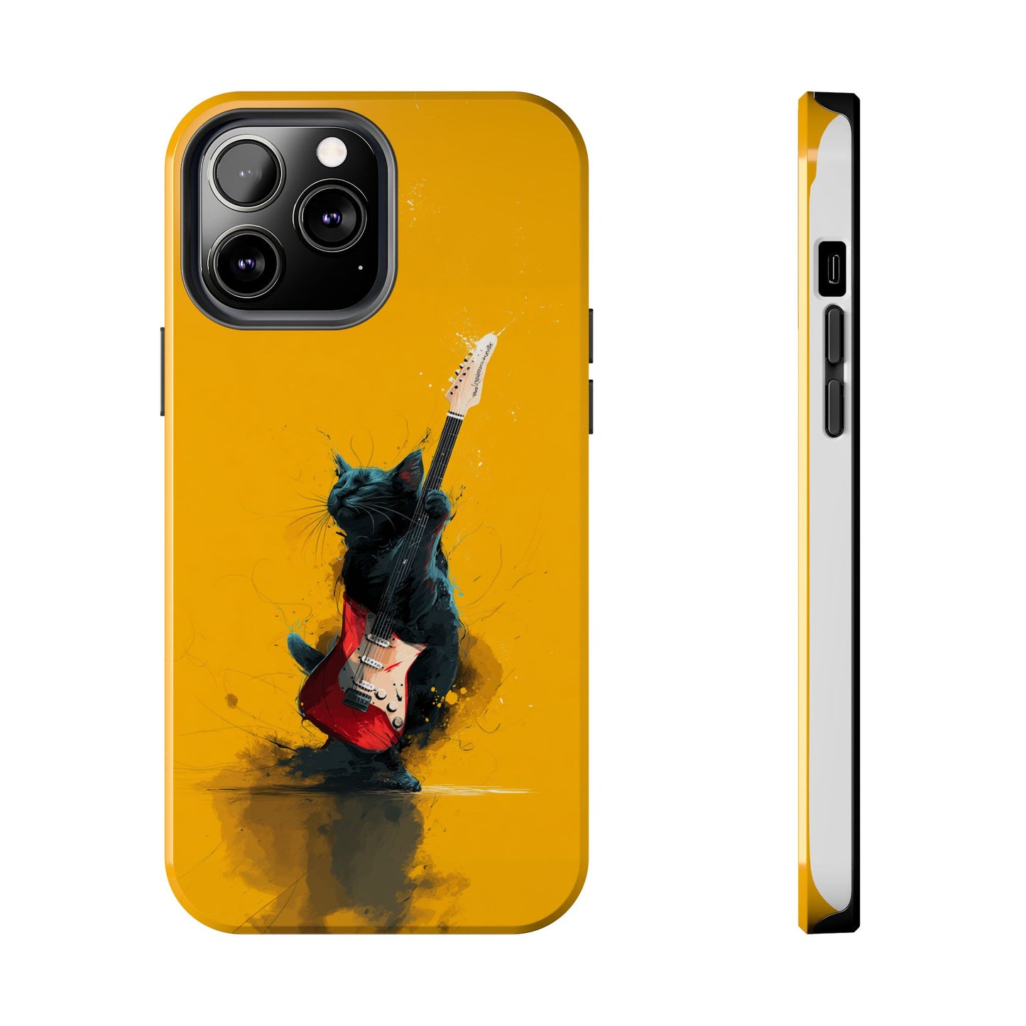 Black Cat Playing Red Guitar Tough Phone Case