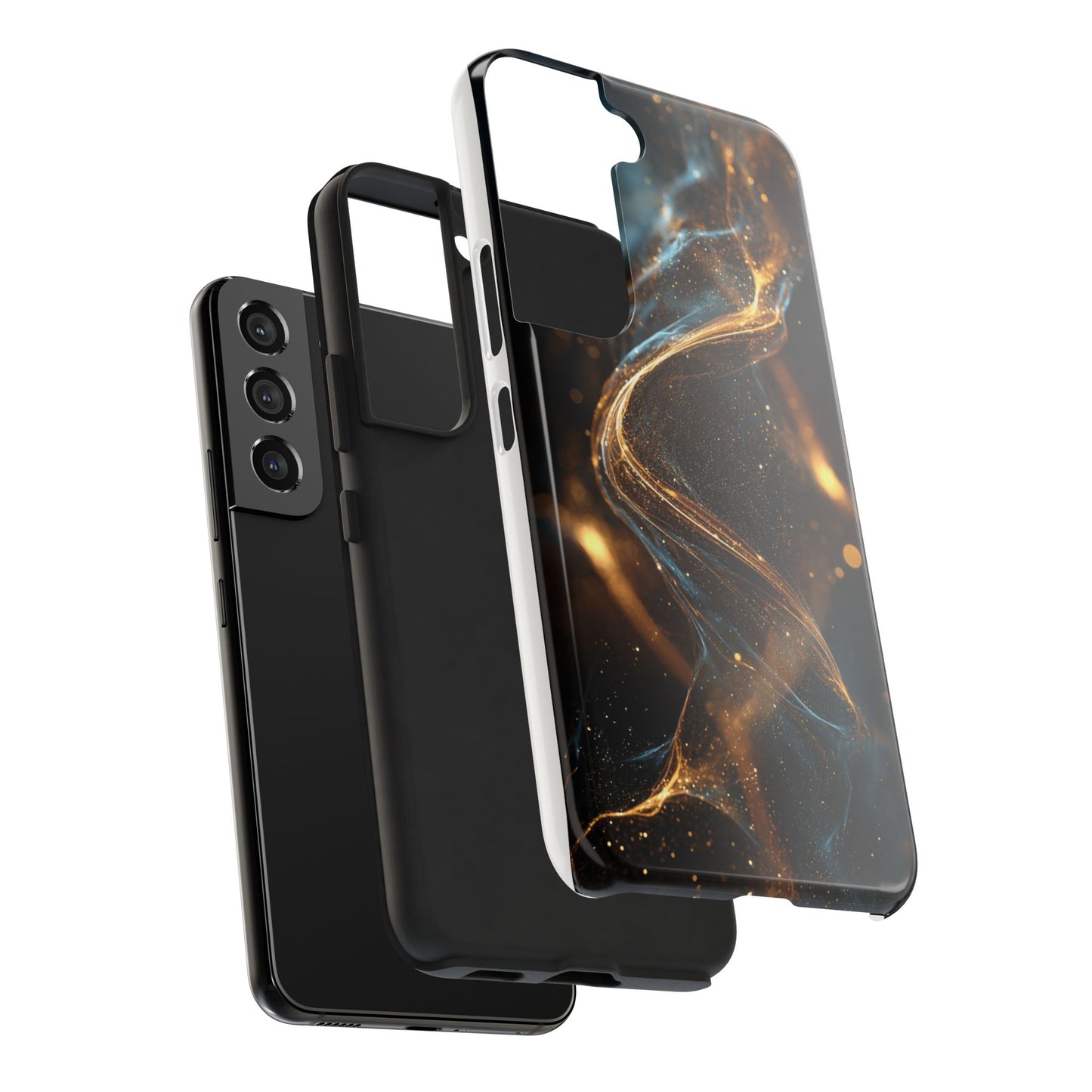 Stylish Tough Phone Case with Elegant Gold Swirl Design