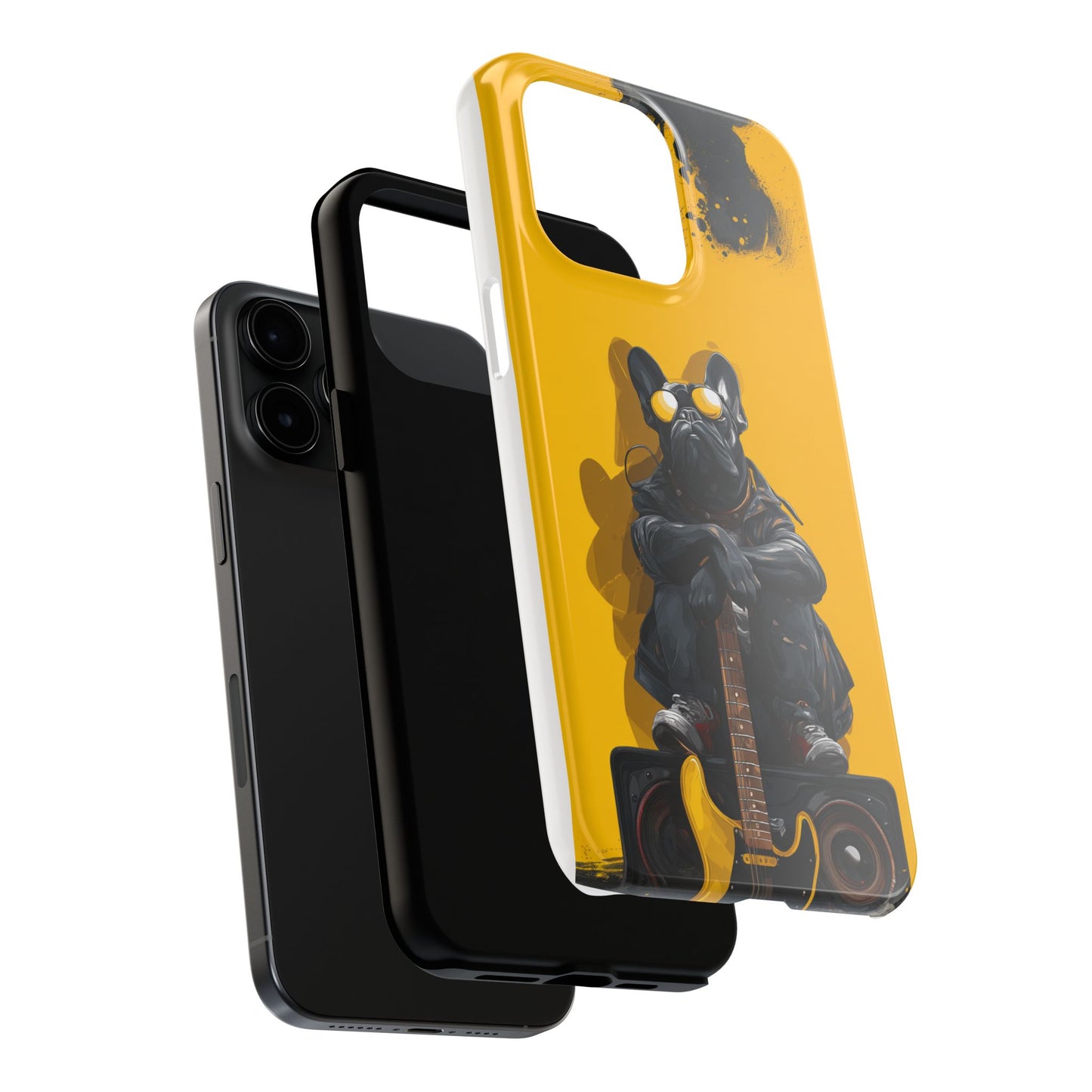 Rebellious Dog with Guitar Tough Phone Case – Wearable Art for Pet & Music Lovers