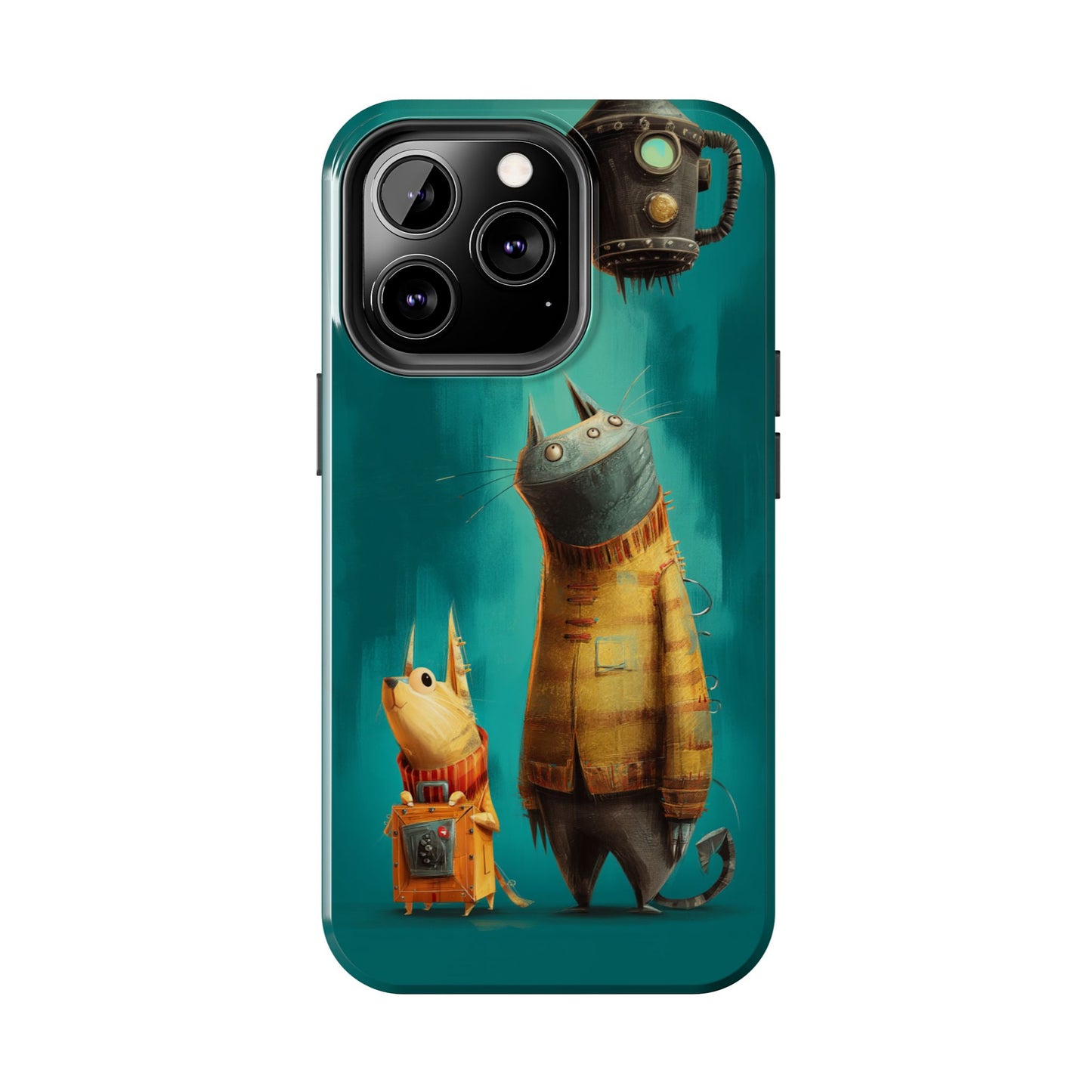 Whimsical Cat Adventure Tough Phone Case - Unique Design for Animal Lovers