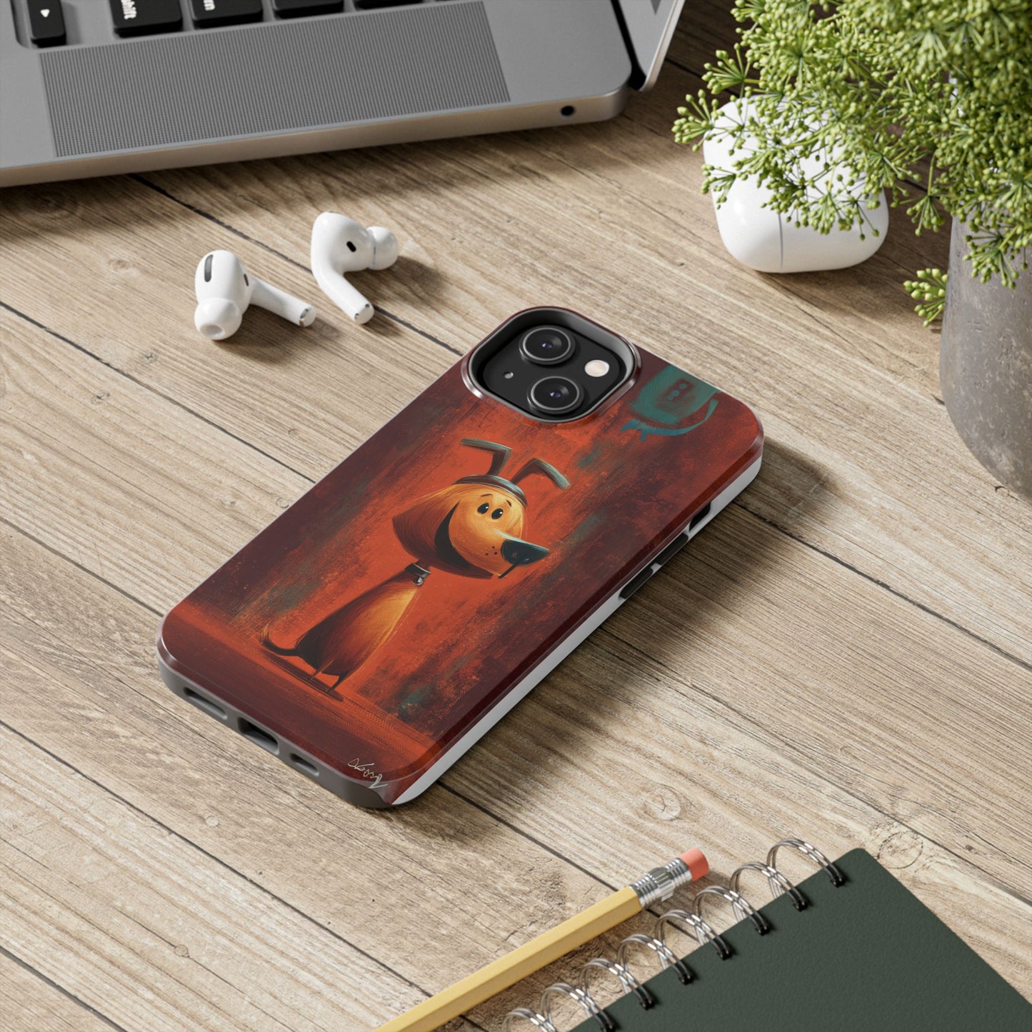 Playful Dog Art Tough Phone Case - Perfect for Pet Lovers
