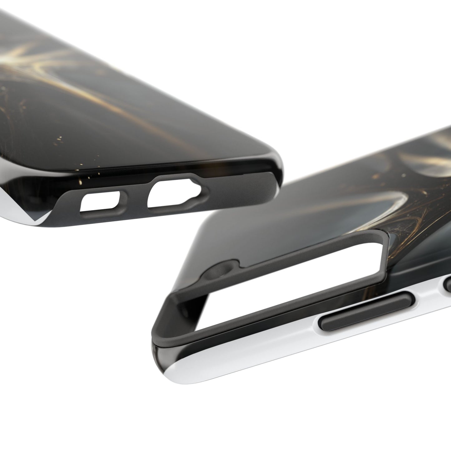 Elegant Tough Phone Case with Abstract Metallic Design