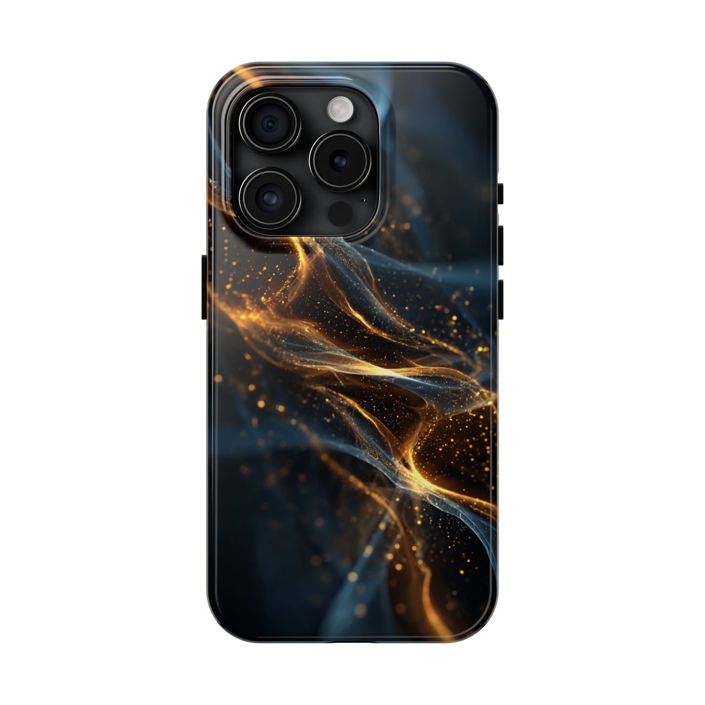 Stylish Tough Phone Case with Golden Swirl Design