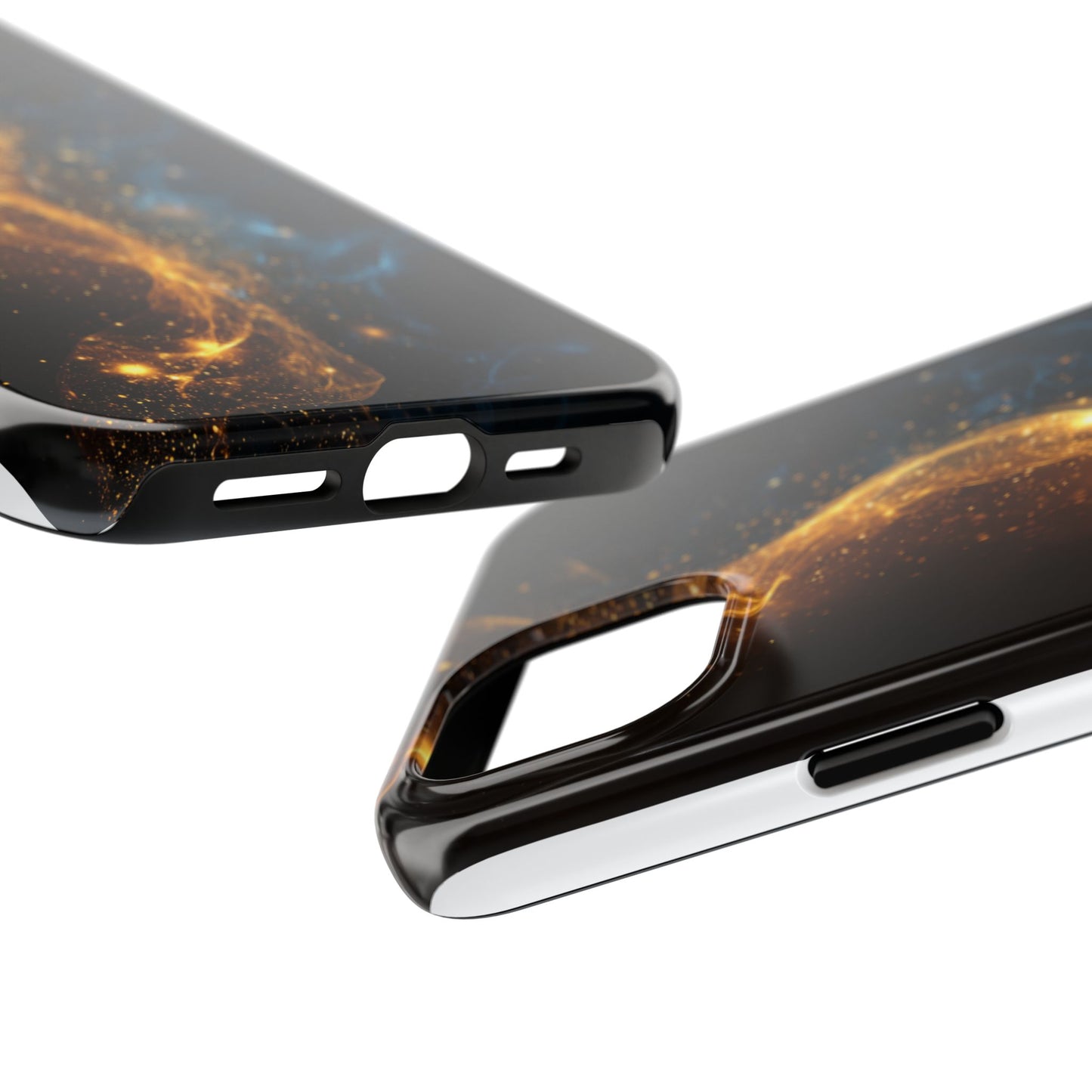 Dynamic Gold and Blue Tough Phone Case - Durable Protection with a Stunning Design