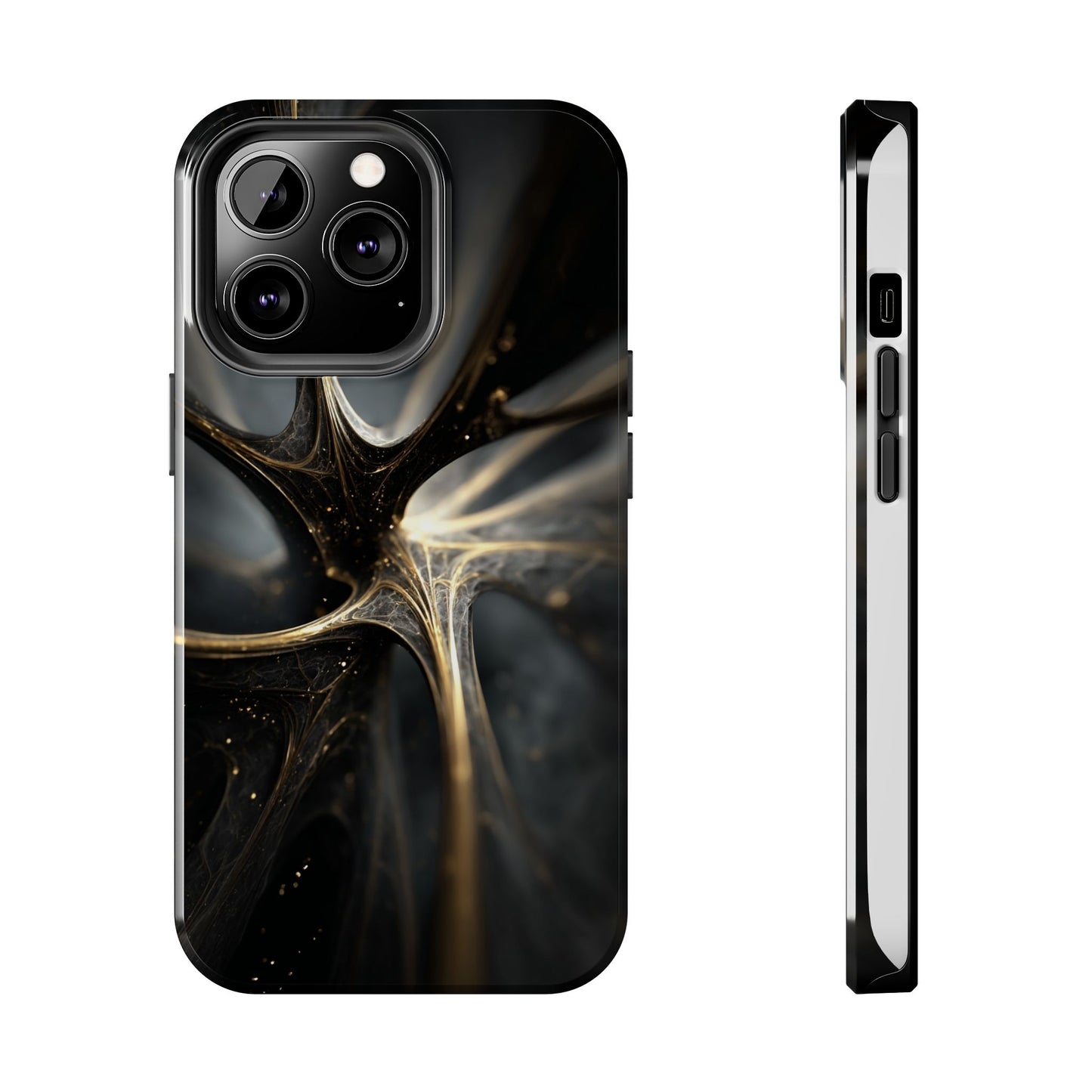 Elegant Tough Phone Case with Abstract Metallic Design